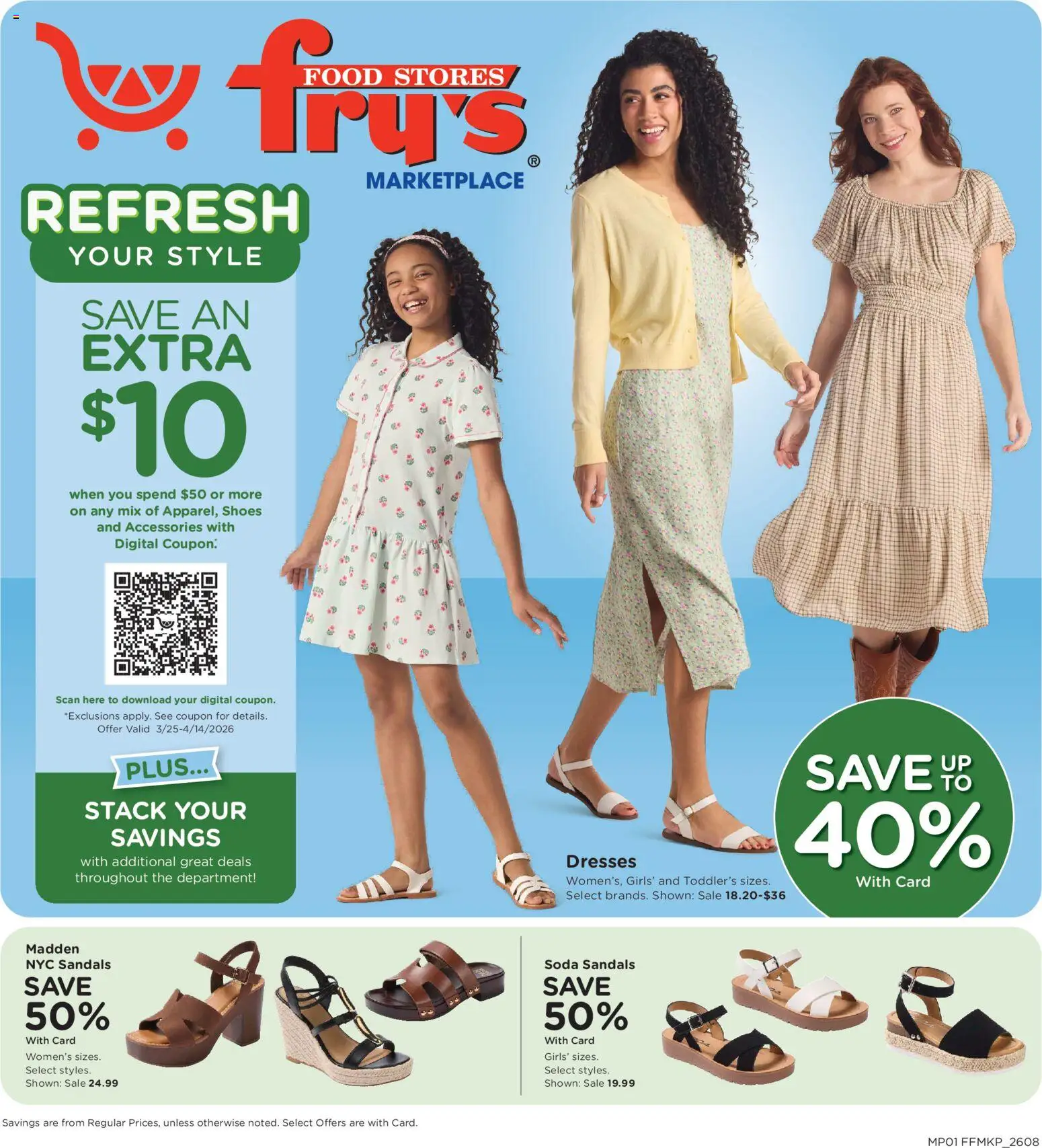 Ad Preview of Fry's Food Fry's Food Home & Apparel from 03/25/2026 - Sandals