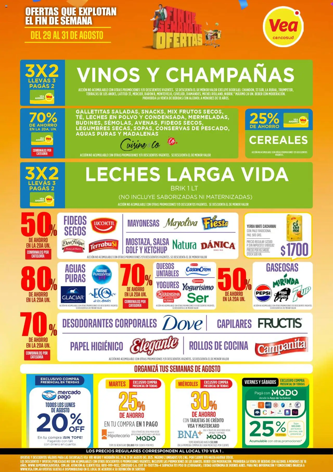Vea Ofertas - Río Negro del 29/08/2025 >> Catálogo - Banco, Mate, Bebidas, Alcohol, Legumbres, Ketchup, Rollos de cocina, Conservas