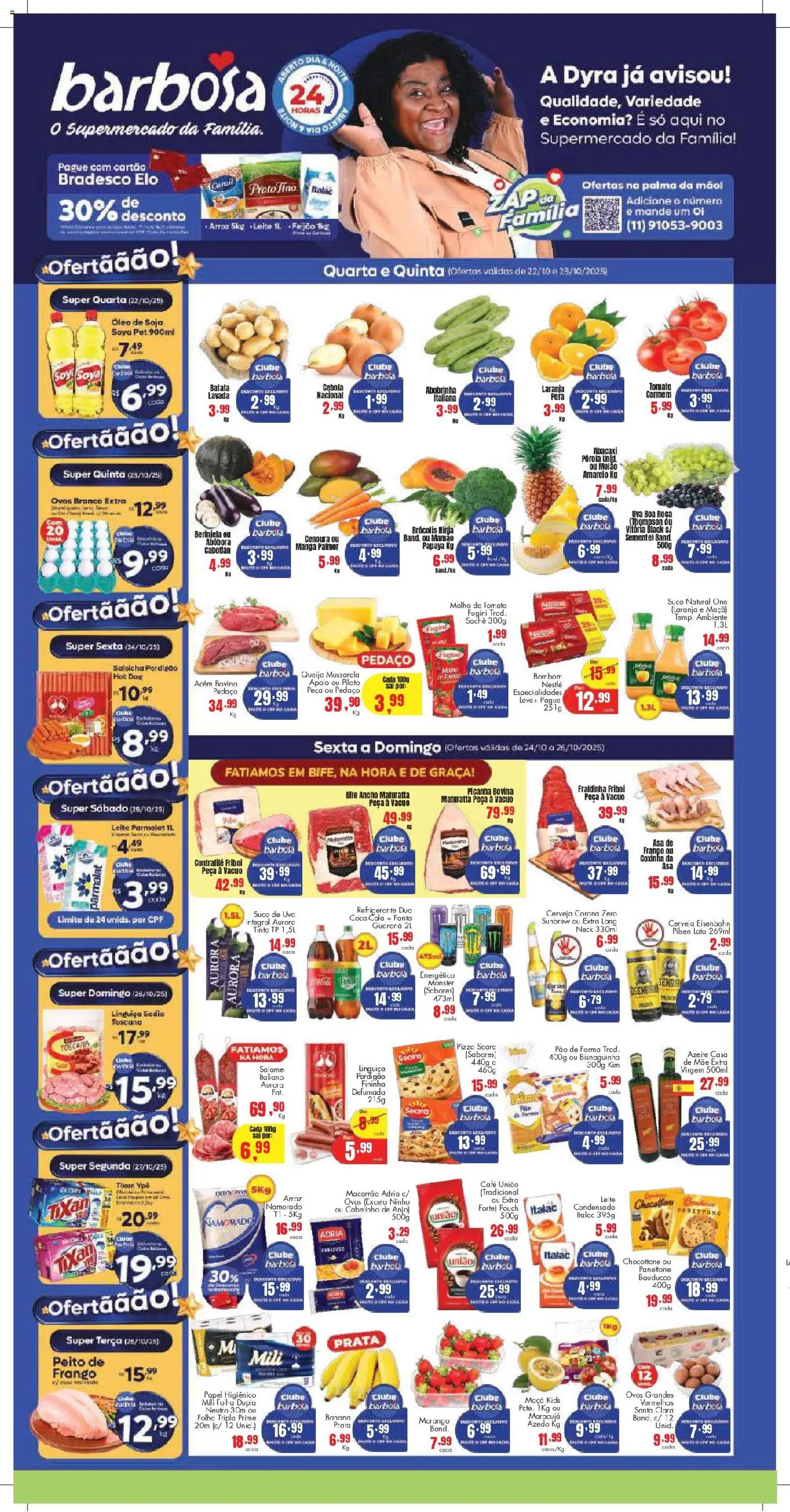 Barbosa Supermercados folheto "Ofertas Lojas P" válido a partir de 22/10/2025 - número de página 1