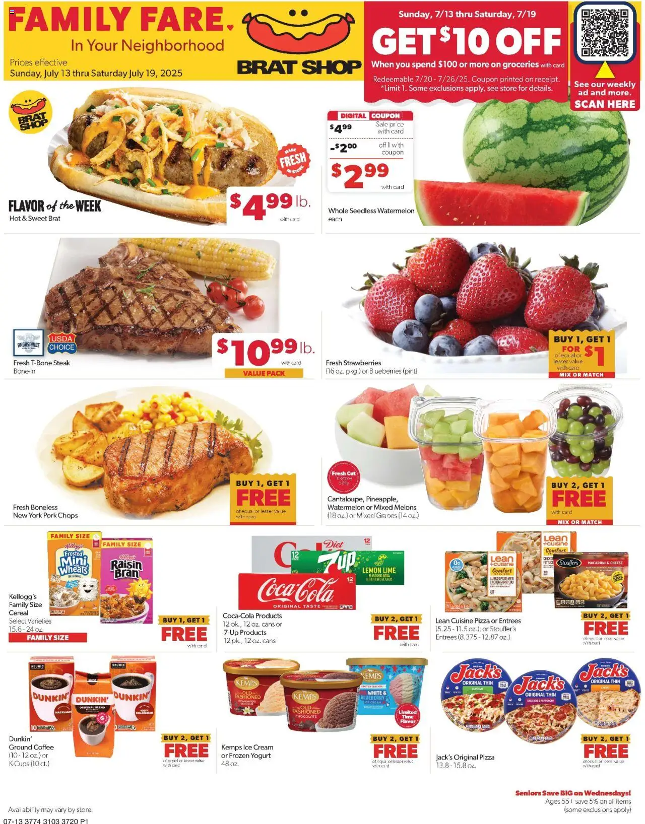 Family Fare Weekly Ad from 07/13/2025 - Flyer - Page number 1 - Groceries, Coffee, Chocolate, Cream, Ice cream, Lemon, Cereal, Caro