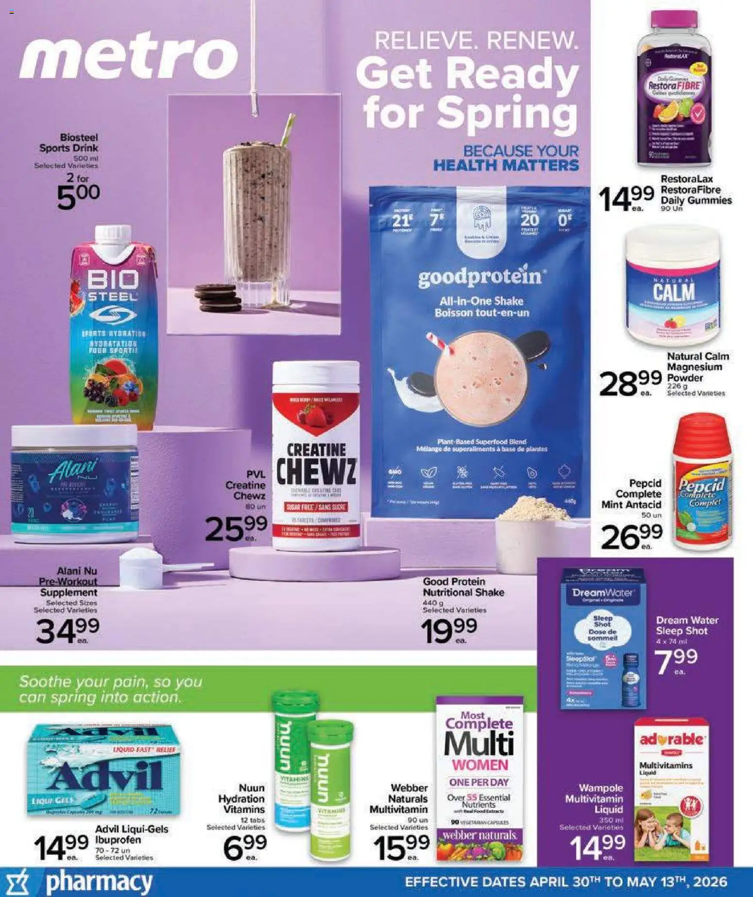 Preview of leaflet Metro Pharmacy Flyer - Alma from shop Metro is valid from Apr 30, 2026