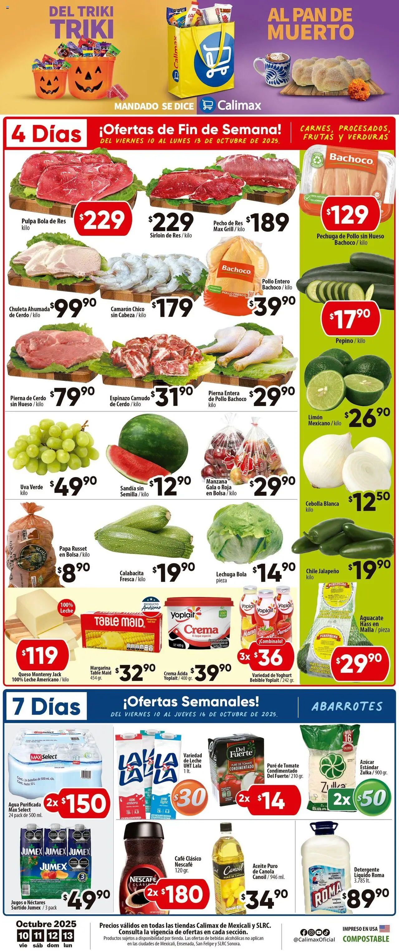 Folleto Mexicali Calimax y sus promociones válidas desde el 10/10/2025 - Número de página 1