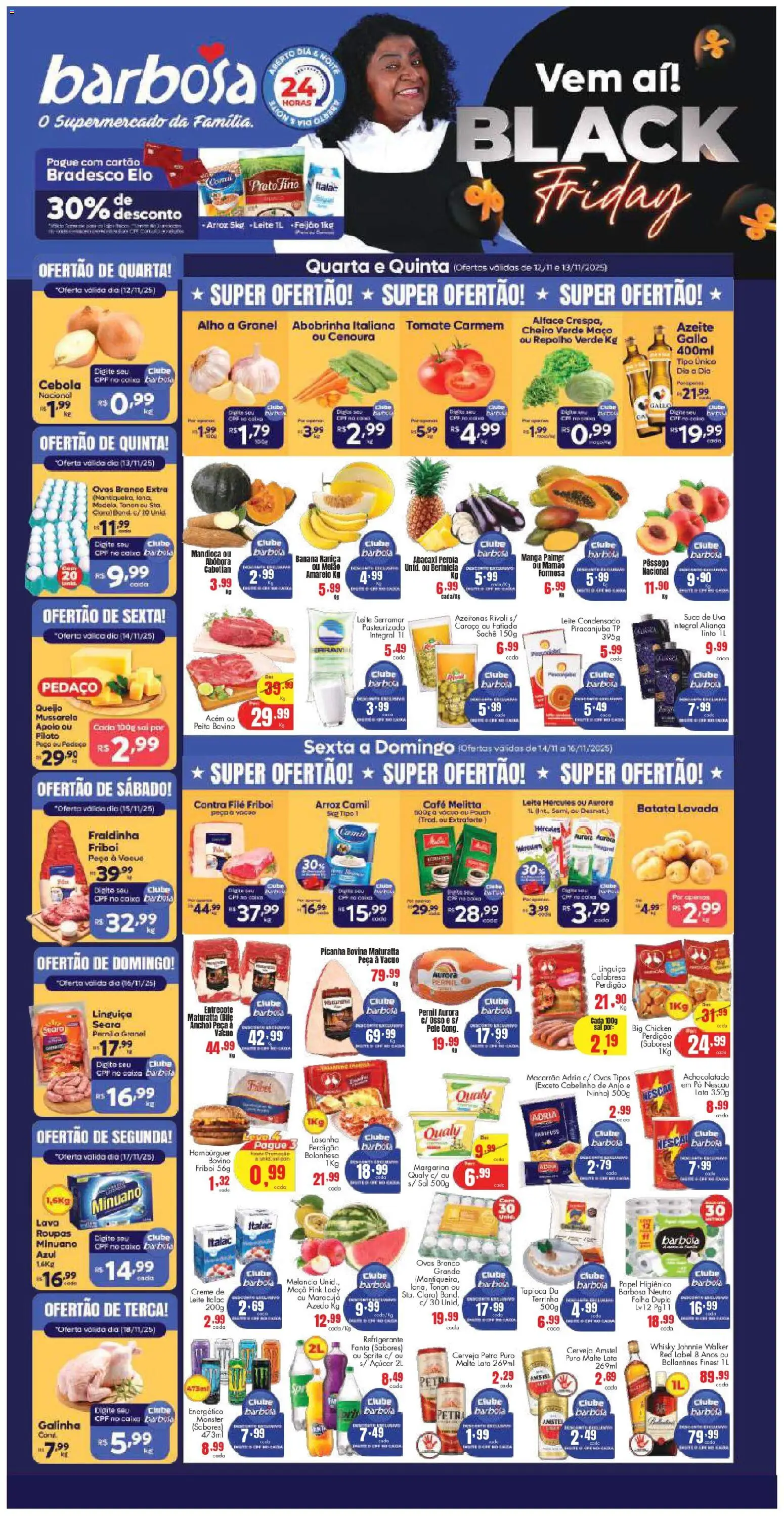 Pré-Visualização do folheto "Black Friday" da loja Barbosa Supermercados válido a partir de 12/11/2025 - Caixa, Lasanha, Arroz, Feijão, Maracujá, Cebola, Linguiça, Repolho