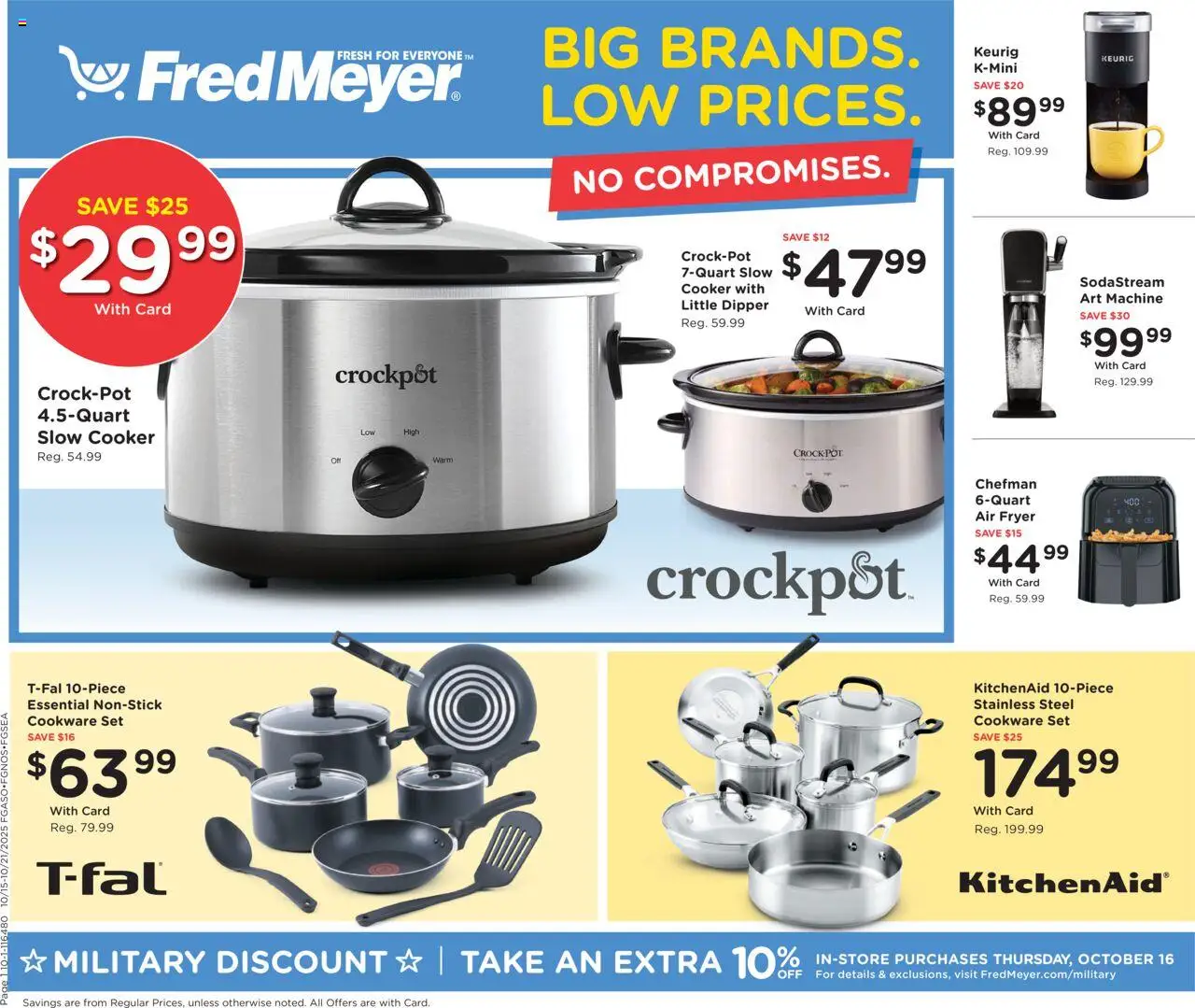 Fred Meyer Home & Apparel from 10/15/2025 - Flyer - Page number 1 - Air fryer, Slow cooker, Fryer, Cookware set, Cooker
