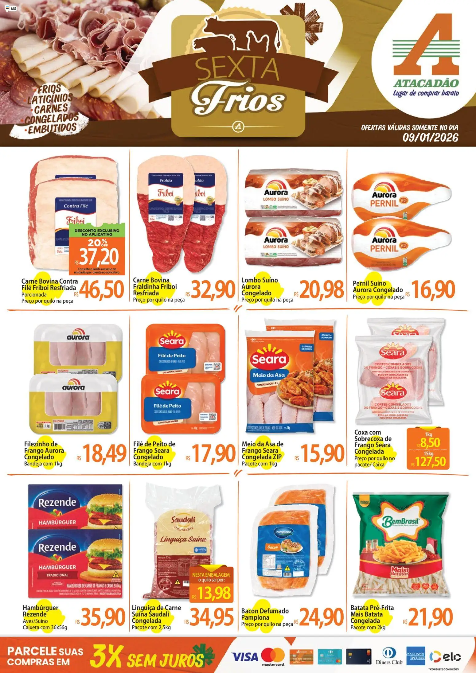Pré-Visualização do folheto "Ofertas - MG" da loja Atacadão válido a partir de 09/01/2026