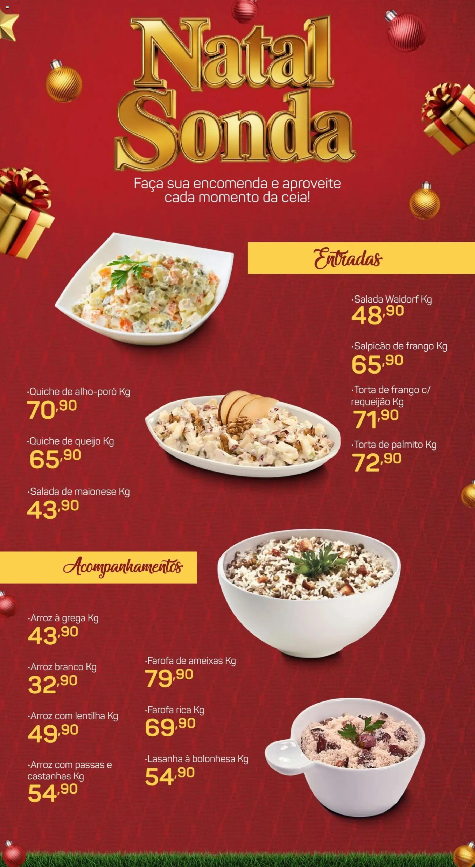Pré-Visualização do folheto "Ofertas Cardapio " da loja Sonda válido a partir de 09/12/2025 - Ameixas, Frango, Lentilha, Maionese, Palmito, Castanhas, Requeijão, Faca