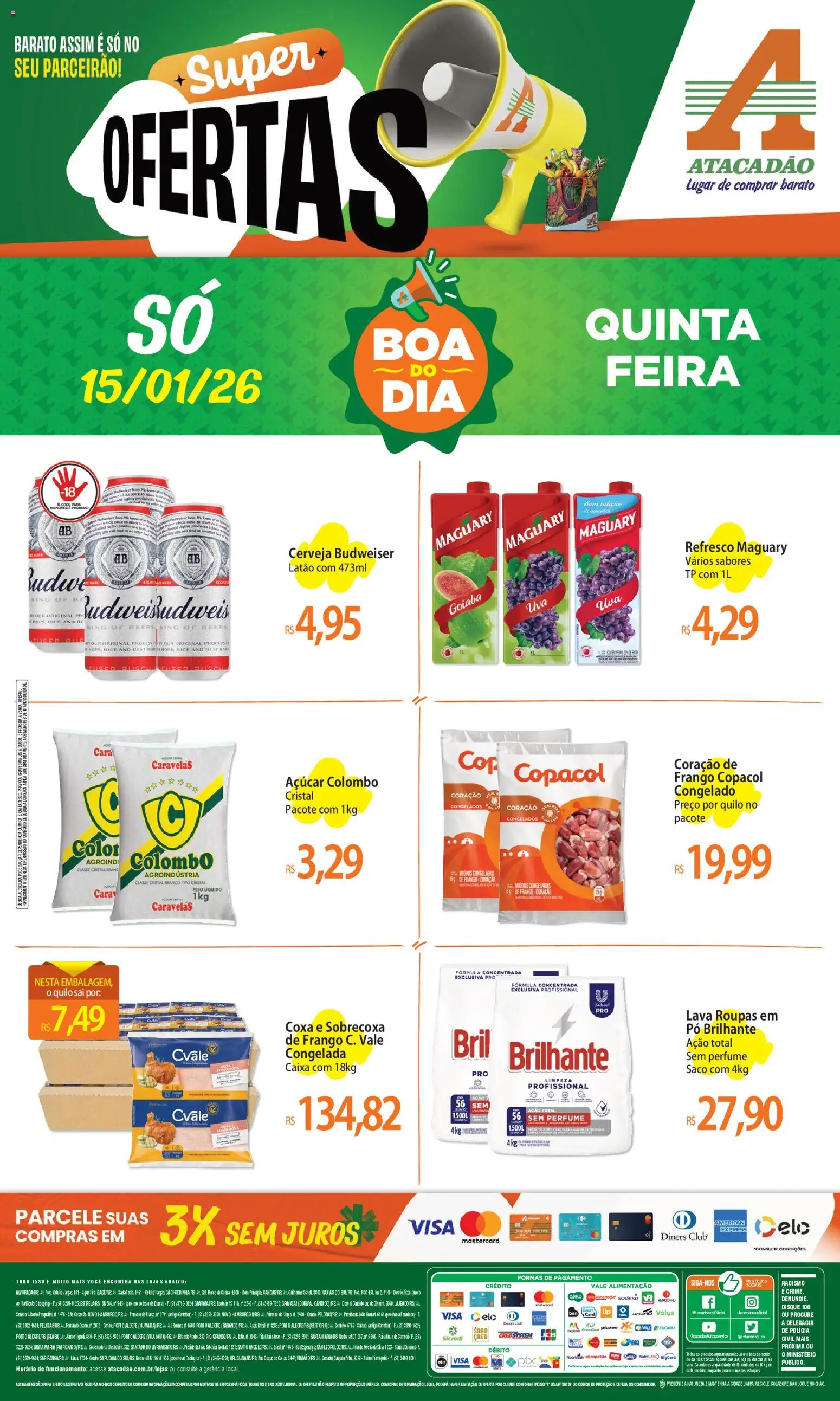 Pré-Visualização do folheto "Ofertas - RS" da loja Atacadão válido a partir de 15/01/2026