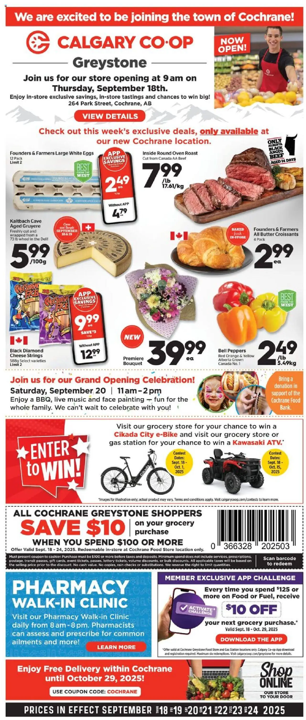 Preview of leaflet Weekly flyer / circulaire from shop Calgary Co-op is valid from Sep 18, 2025 - Food, Eggs, Cheese, Door, Butter, Beef, Oven, Roast