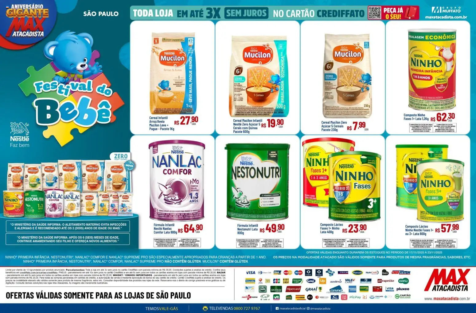 Pré-Visualização do folheto "Ofertas Especial Bebês" da loja Max Atacadista válido a partir de 17/11/2025
