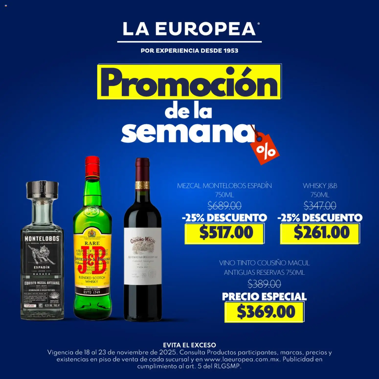 Vista previa las ofertas de la tienda La Europea - Catálogo Promoción de la semana desde el 18/11/2025 - Whisky, Vino tinto, Vino