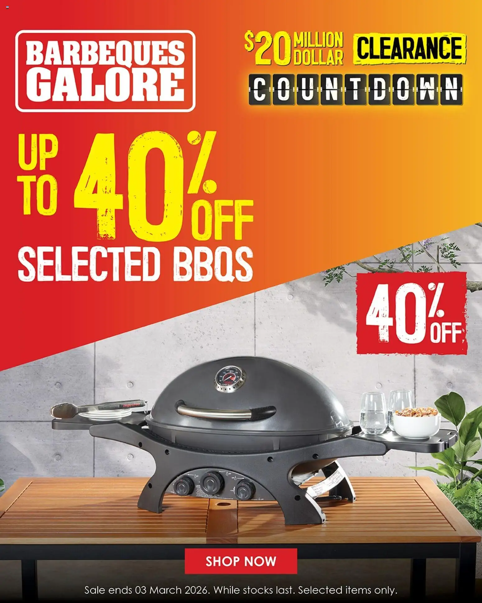 Preview of catalogue Clearance Countdown from shop Barbeques Galore valid 12/02/2026
