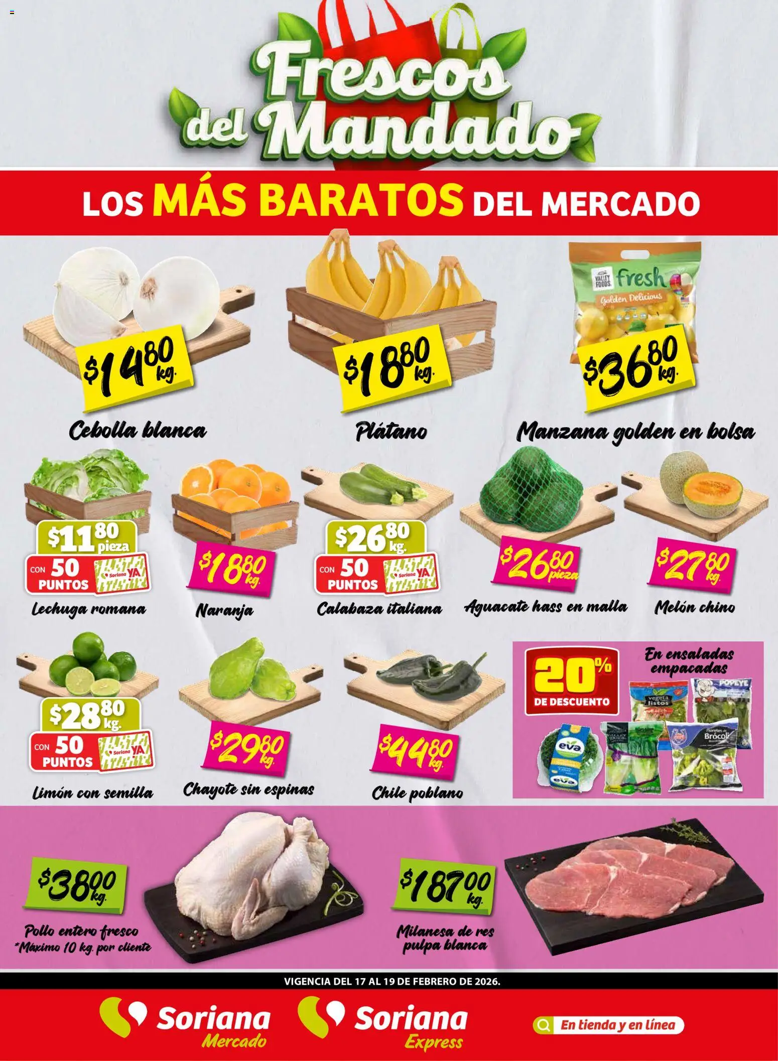 Vista previa las ofertas de la tienda Soriana - Frescos del Mandado Mercado: Coah, Chih y Dur desde el 17/02/2026 