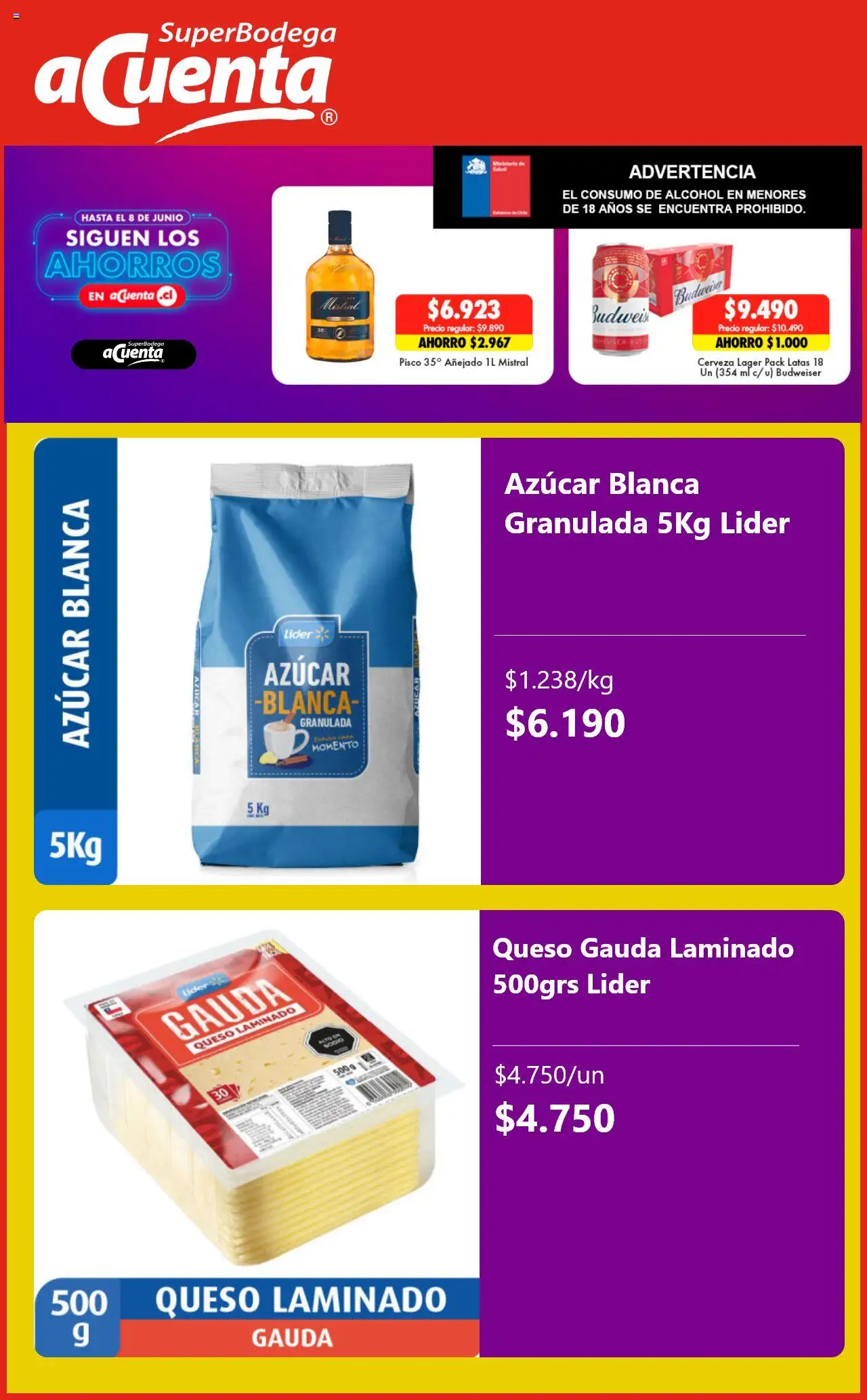 Super Bodega aCuenta Ofertas > válido desde 04.06.2025 > número de página 3 - Alcohol, Queso, Cerveza, Azucar