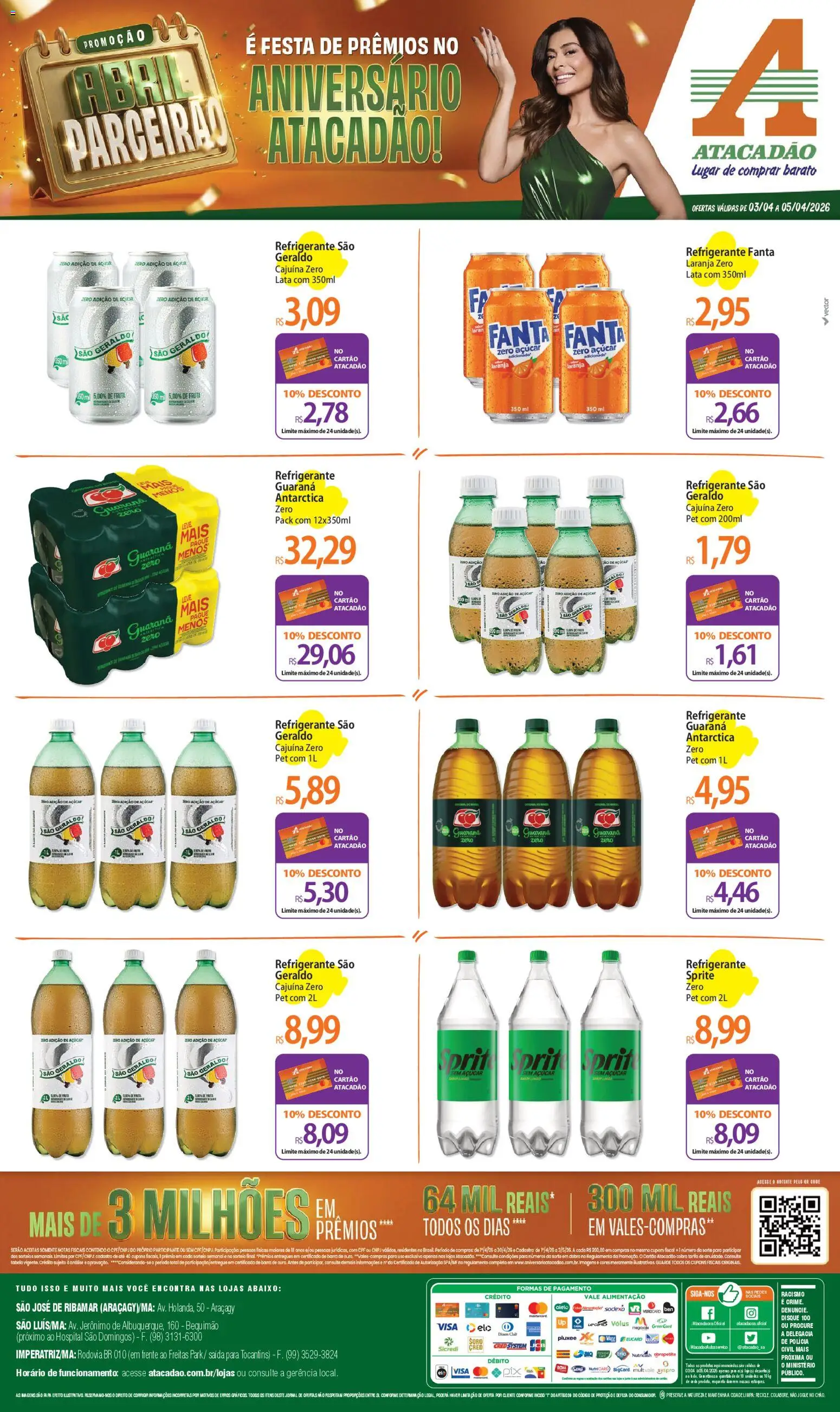Pré-Visualização do folheto "Atacadão ofertas - MA" da loja Atacadão válido a partir de 03/04/2026 - Pão, Açúcar, Refrigerante, Pó, Guaraná, Fanta, Refrigerante Sprite