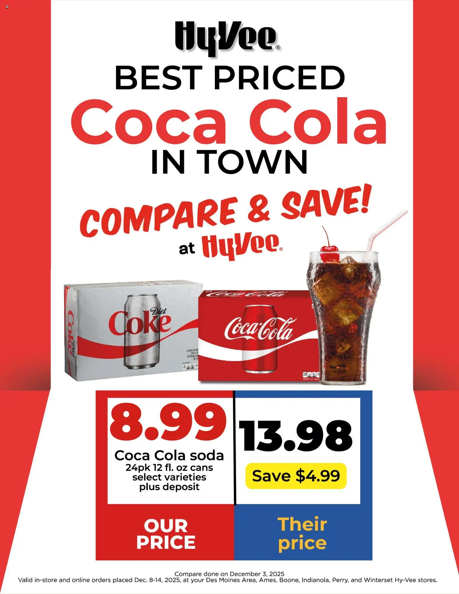 Ad Preview of HyVee Coca Cola 24pk Sale! from 12/08/2025