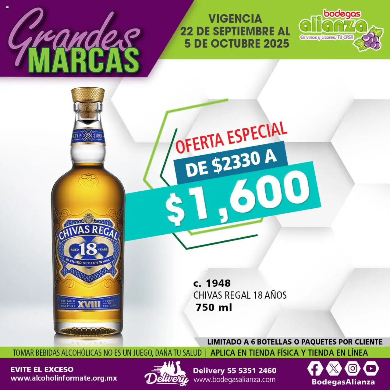 Catálogo Grandes Marcas Bodegas Alianza y sus promociones válidas desde el 22/09/2025 - Número de página 1 - Tequila, Vodka, Ron, Agave, Licor de naranja, Ron blanco