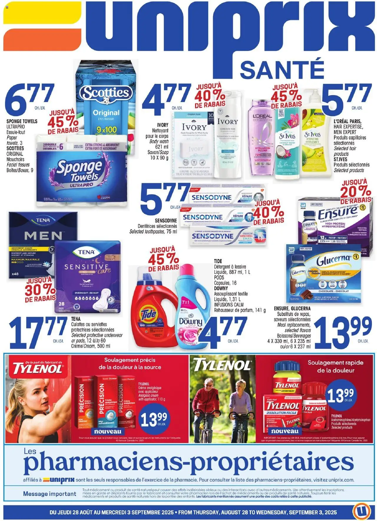 Uniprix flyer valid from Aug 28, 2025 - page number 1