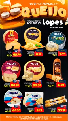 Pré-Visualização do folheto "Ofertas Dia Mundial do Queijo" da loja Lopes Supermercados válido a partir de 20/01/2026