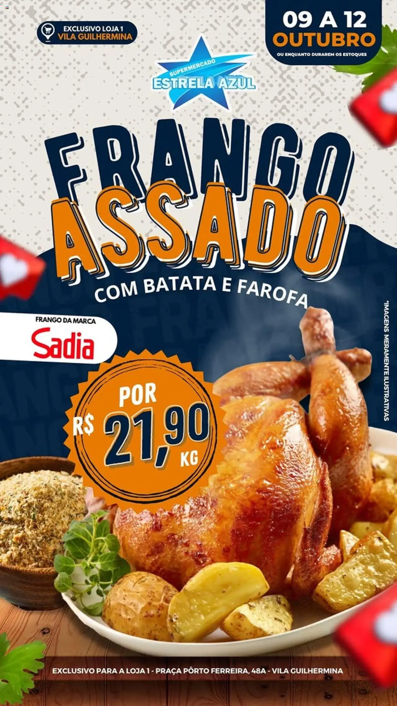 Estrela Azul folheto "Ofertas Frango Assado" válido a partir de 09/10/2025 - número de página 1 - Batata, Frango, Farofa