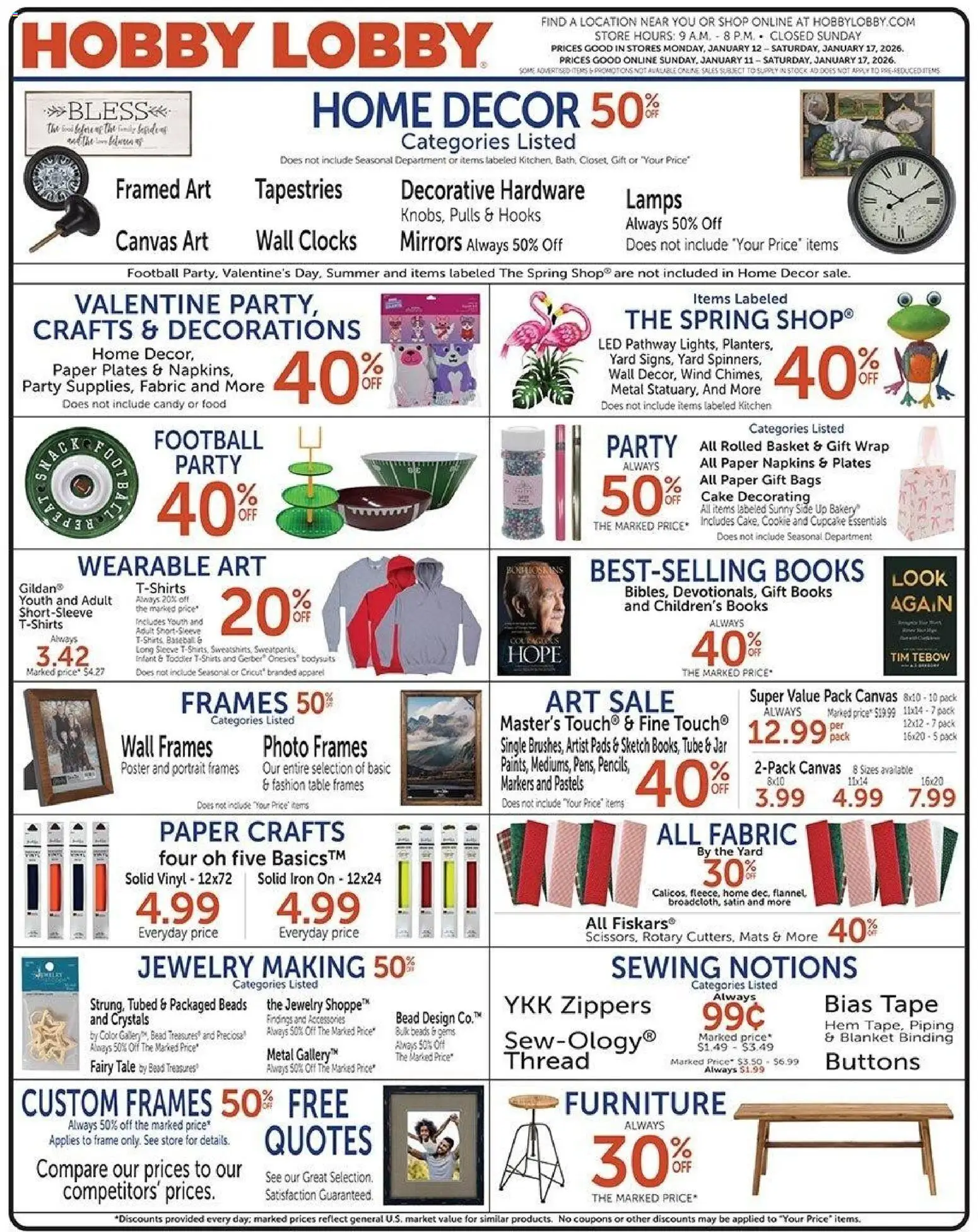 Ad Preview of Hobby Lobby Weekly Ad from 01/11/2026