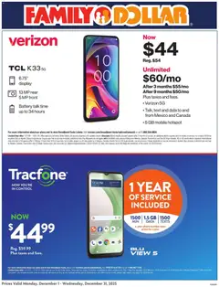 Ad Preview of Family Dollar AT&T/Tracfone from 12/01/2025