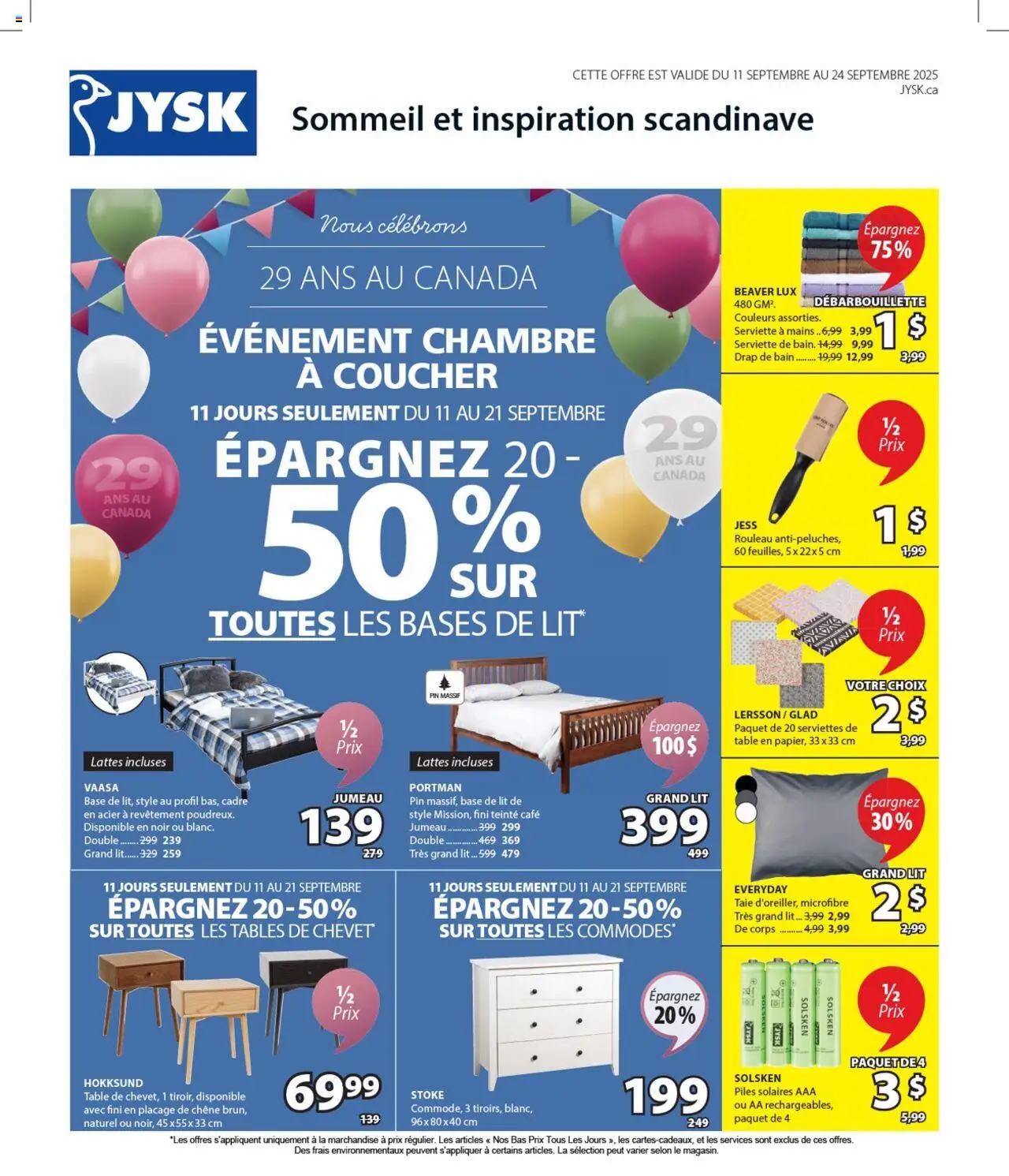 JYSK flyer valid from Sep 11, 2025 - page number 1 - Table