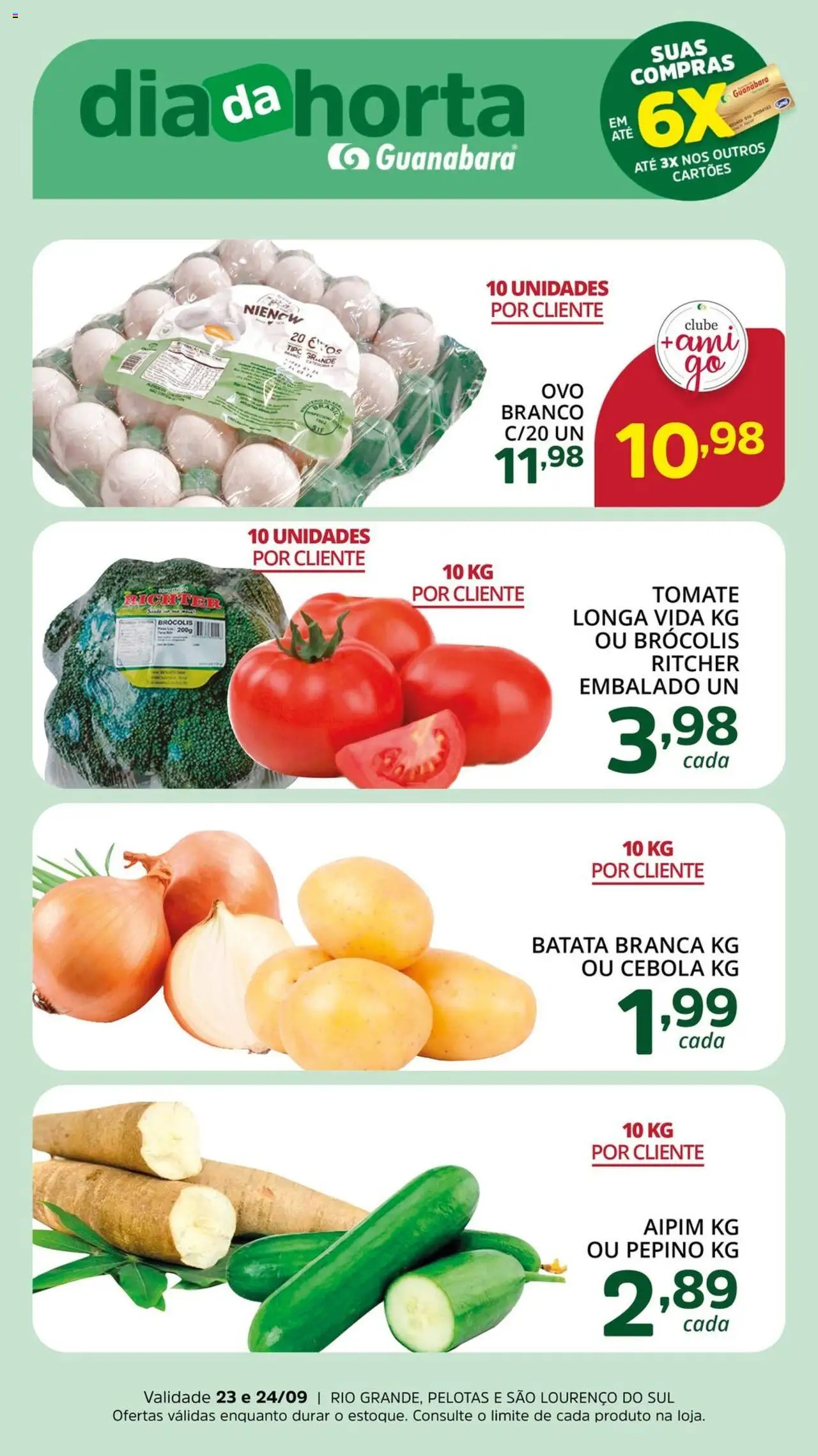 Supermercado Guanabara folheto "Ofertas da semana" válido a partir de 23/09/2025 - número de página 1 - Brócolis, Batata, Tomate, Aipim, Cebola
