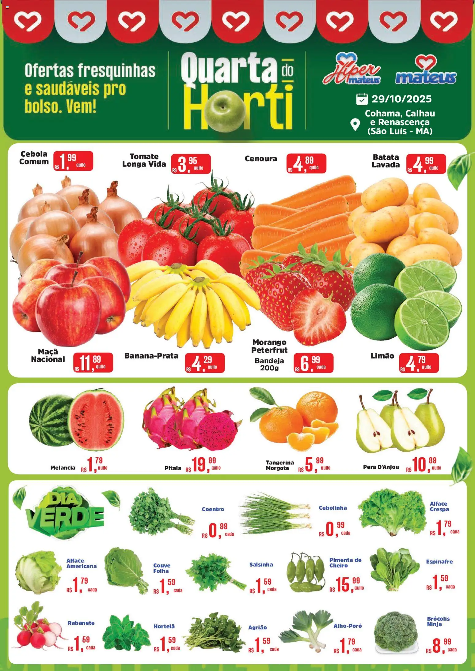 Pré-Visualização do folheto "Ofertas Quarta do Horti" da loja Mateus válido a partir de 29/10/2025