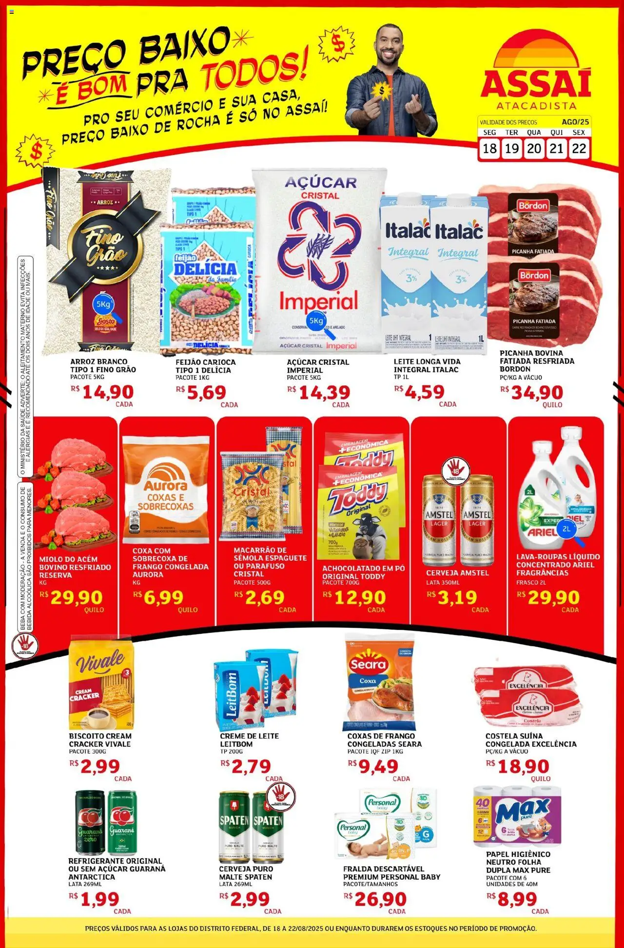 Assaí Atacadista folheto "Encarte - DF" válido a partir de 18/08/2025 - número de página 1 - Açúcar, Refrigerante, Creme, Pó, Guaraná, Espaguete, Achocolatado, Açúcar cristal