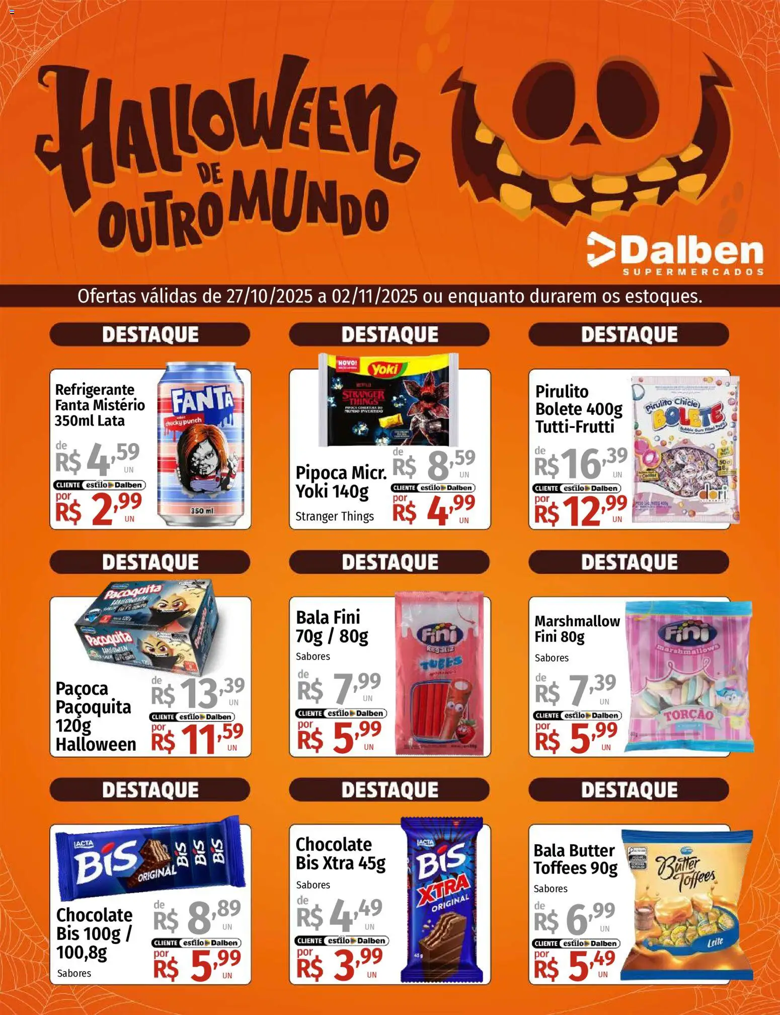 Supermercado Dalben folheto "Ofertas Halloween" válido a partir de 27/10/2025 - número de página 1