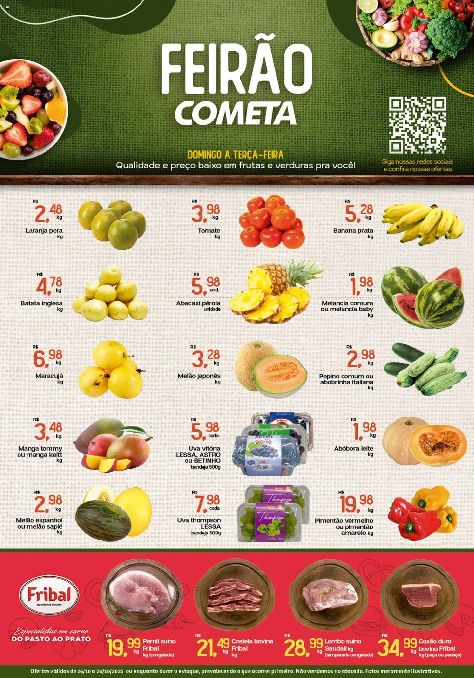 Pré-Visualização do folheto "Ofertas Feirão" da loja Cometa Supermercados válido a partir de 26/10/2025