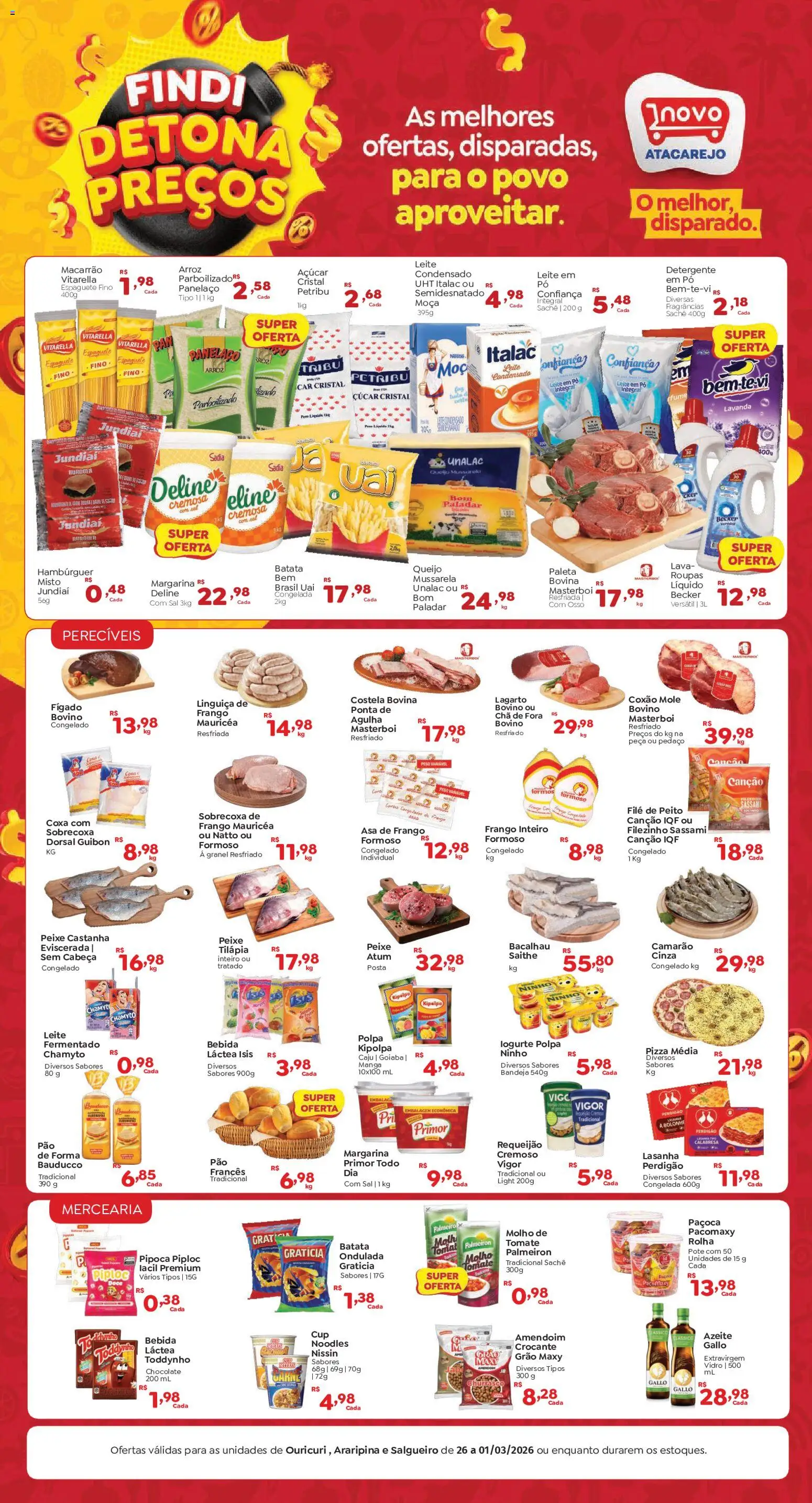 Pré-Visualização do folheto "Ofertas do Findi" da loja Novo Atacarejo válido a partir de 26/02/2026