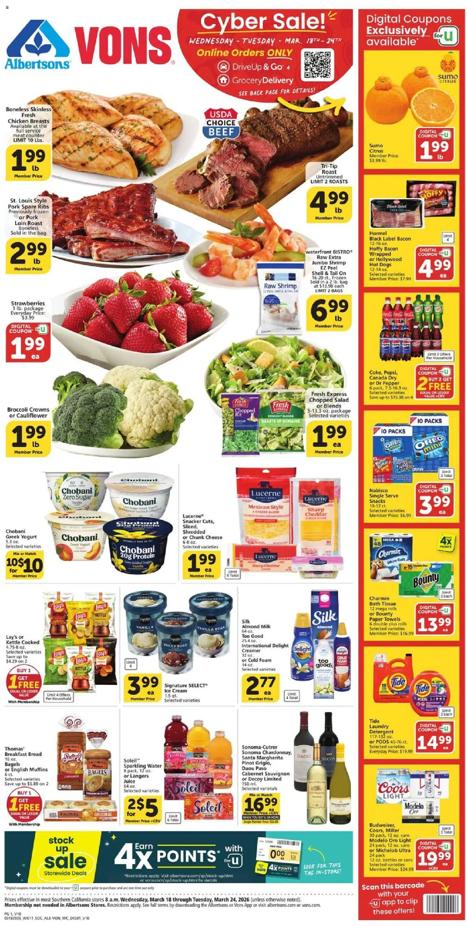 Ad Preview of Vons Vons Weekly Ad from 03/18/2026
