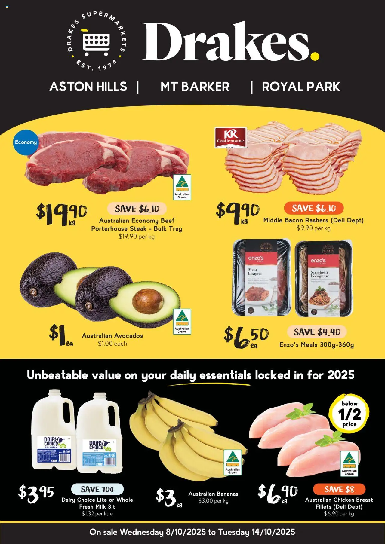 Drakes catalogue valid from 08/10/2025 - page 1 - Bacon, Milk, Dairy, Chicken, Bananas, Chicken breast, Meat, Cream
