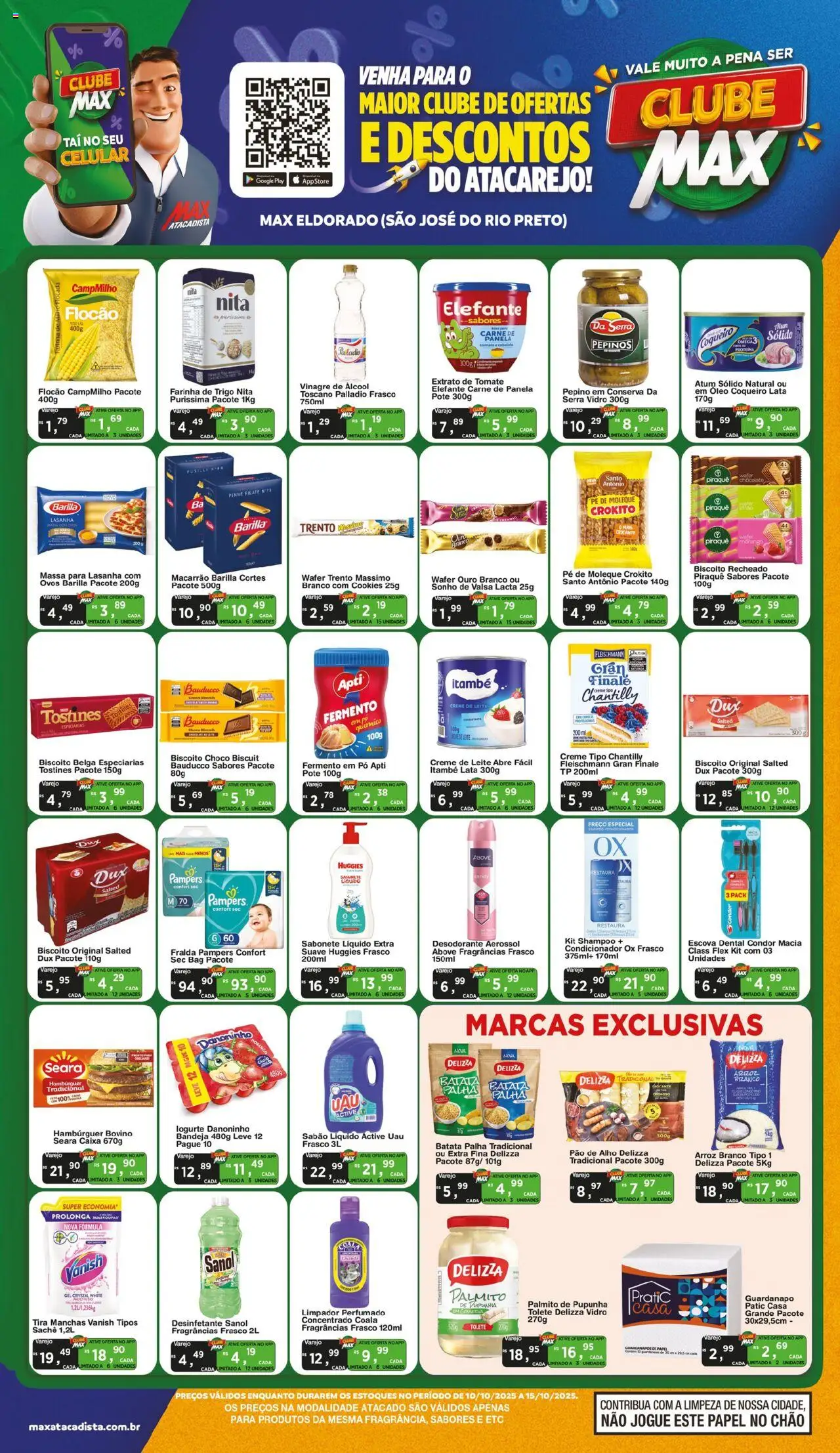 Max Atacadista folheto "Ofertas Clube" válido a partir de 10/10/2025 - número de página 1 - Shampoo, Macarrão, Desodorante, Pão, Arroz, Chantilly, Sabão, Biscoito recheado