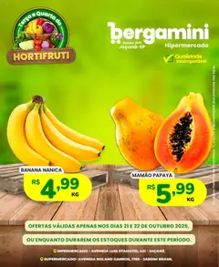Pré-Visualização do folheto "Ofertas Hortifruti" da loja Supermercado Bergamini válido a partir de 21/10/2025