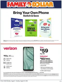 Ad Preview of Family Dollar AT&T/Tracfone from 08/01/2025