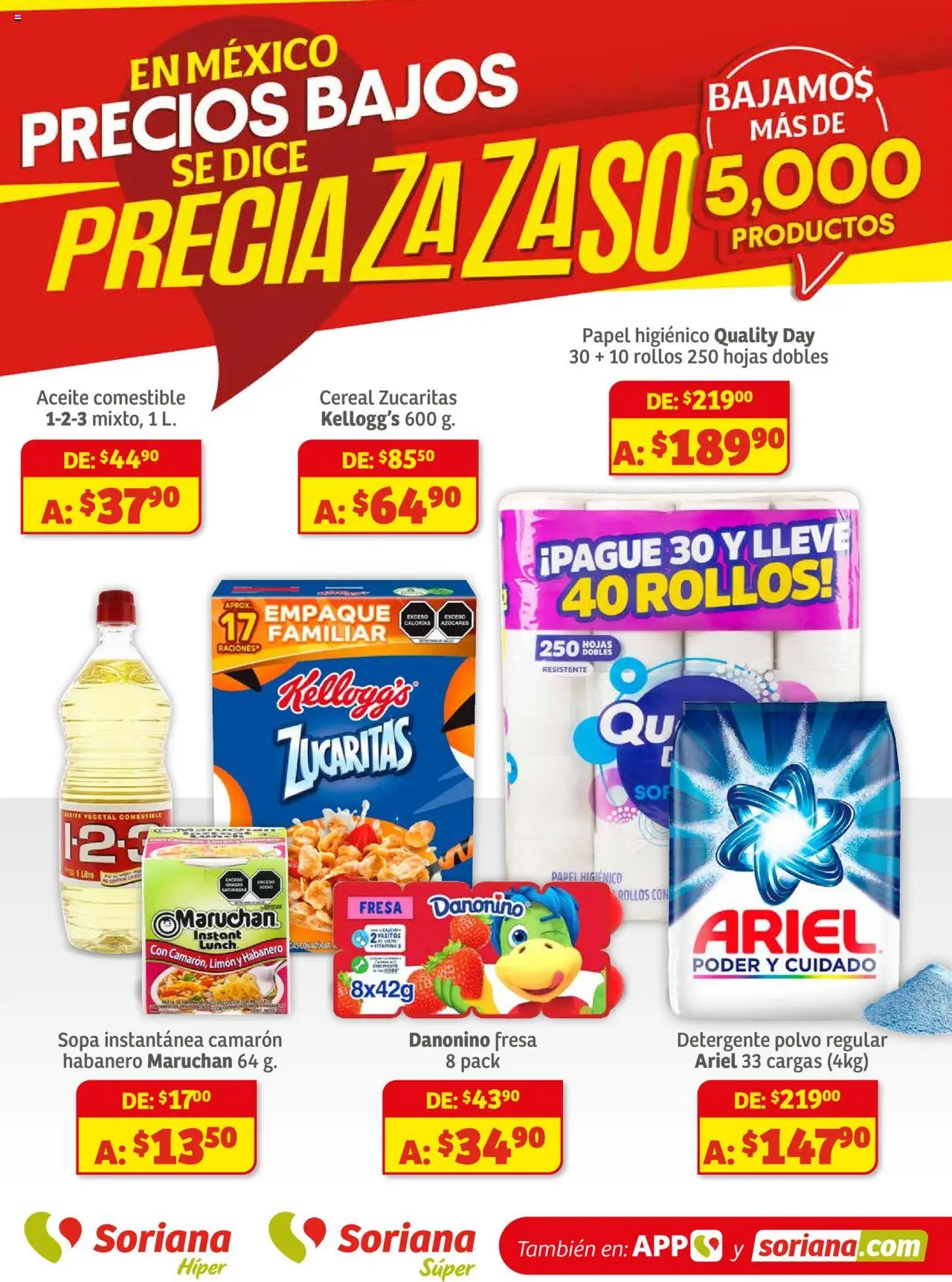 Preciazazaso Híper: Camp, Chia, Oax, Q. Roo, Tab, Yuc Soriana y sus promociones válidas desde el 01/08/2025 - Número de página 1