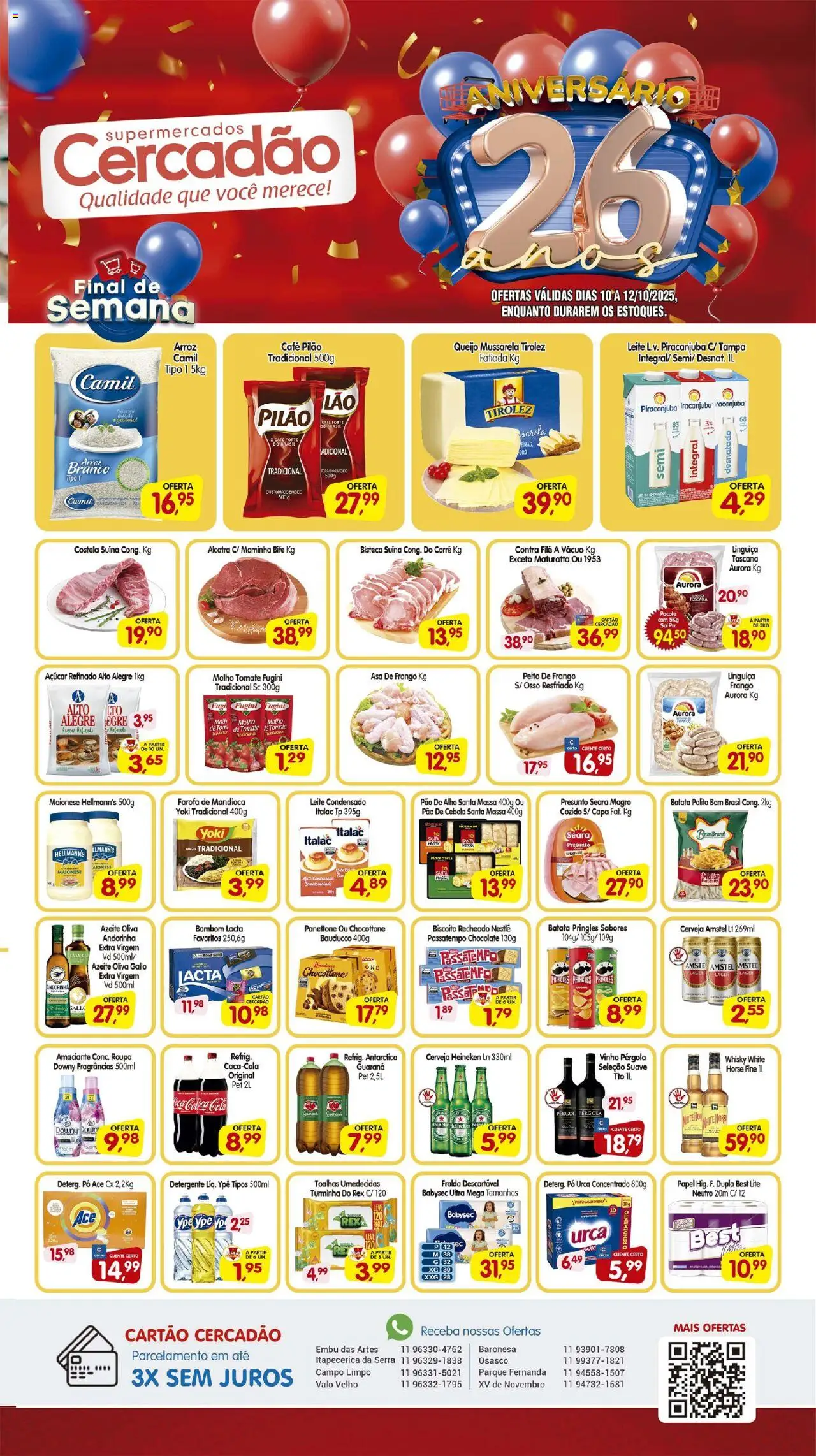 Cercadão folheto "Ofertas da semana" válido a partir de 10/10/2025 - número de página 1 - Cerveja, Vinho, Biscoito, Queijo, Pao de alho, Alcatra, Presunto, Panettone