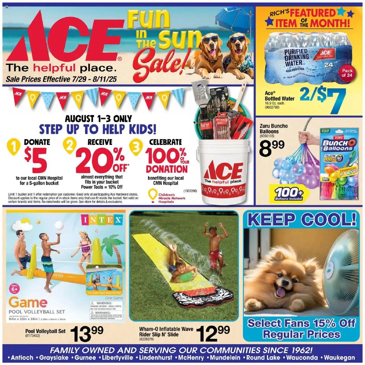 ACE Hardware Local Ad from 07/29/2025 - Flyer - Page number 1 - Game, Water, Tools