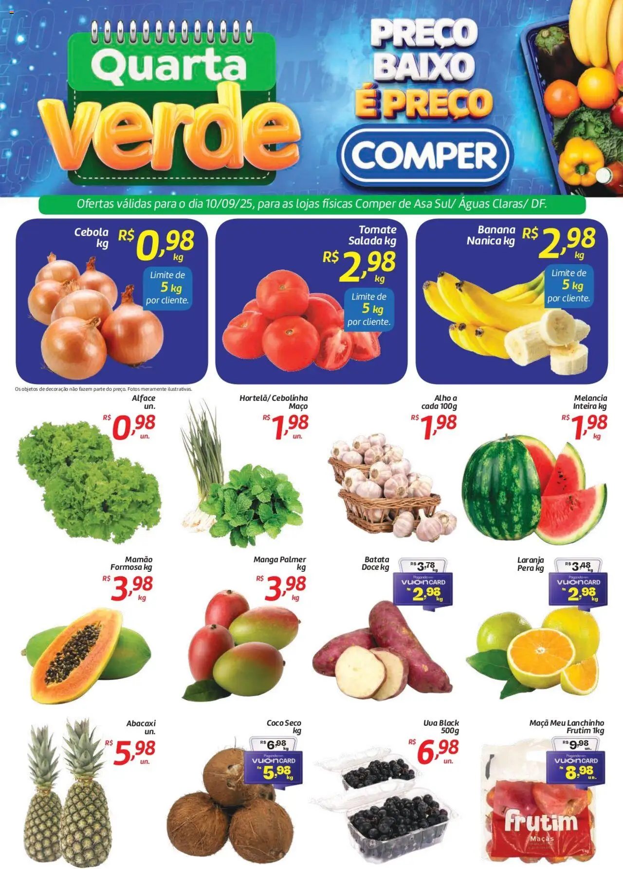 Comper folheto "Ofertas Quarta Verde" válido a partir de 10/09/2025 - número de página 1 - Manga, Maçãs, Batata, Pera, Alface, Baixo, Cebola, Alho