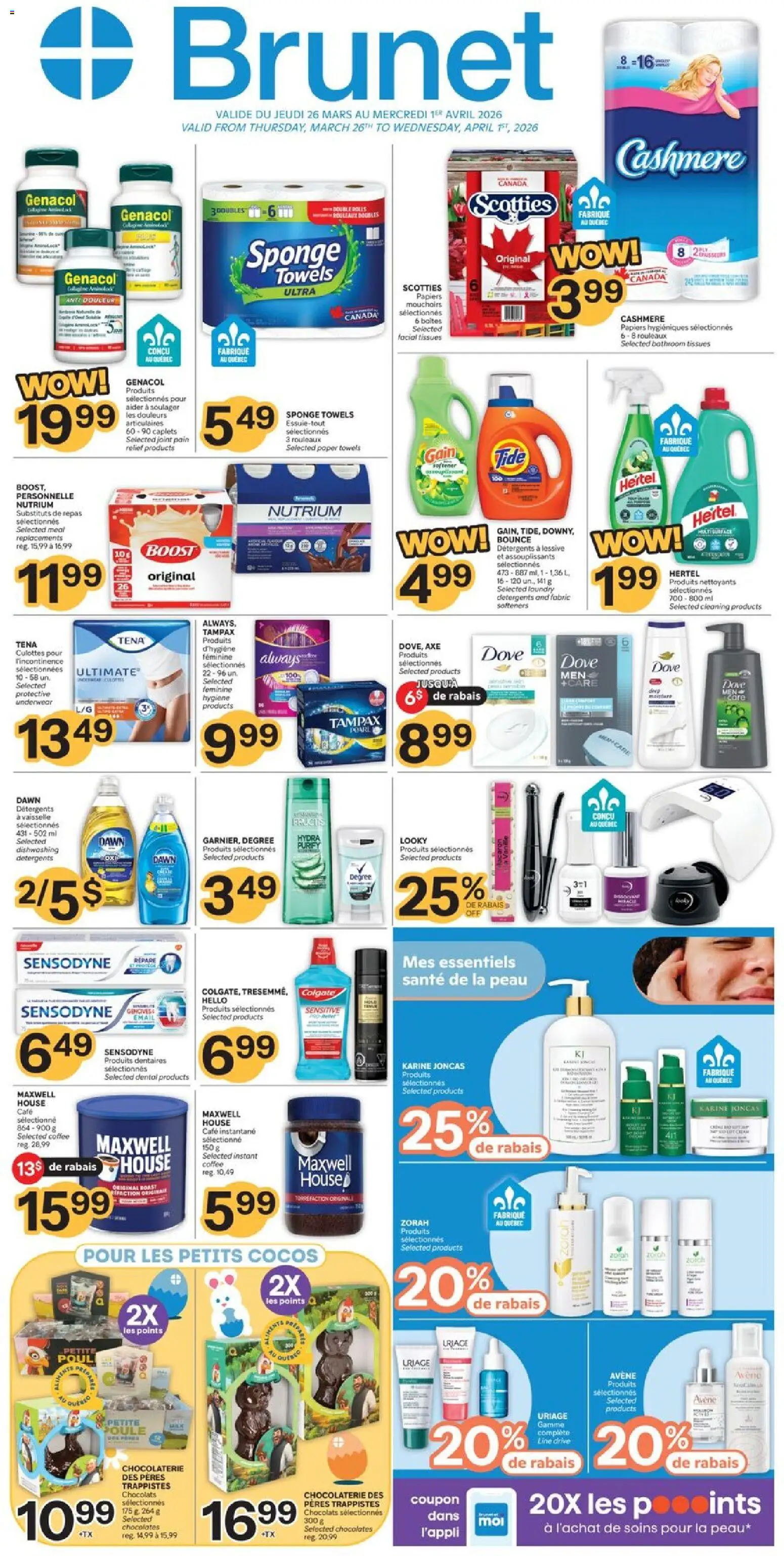 Preview of leaflet Brunet weekly flyer / circulaire from shop Brunet is valid from Mar 26, 2026 - Coffee, Meat, Roast, Underwear, Paper towels, Towels, Instant coffee, Tissues