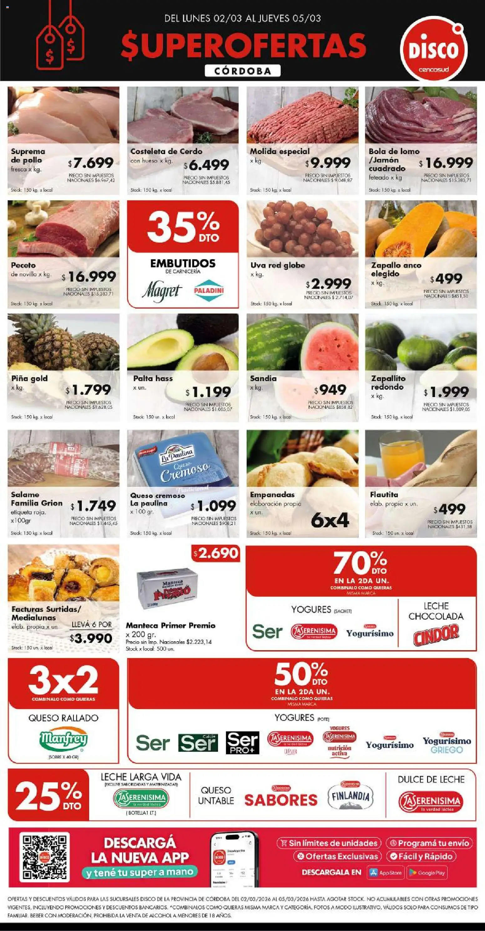 Vista previa del folleto de la tienda Disco válido desde el 01/03/2026 - Dulce de leche, Palta, Leche, Sobre, Salame, Queso rallado, Zapallito, Untable