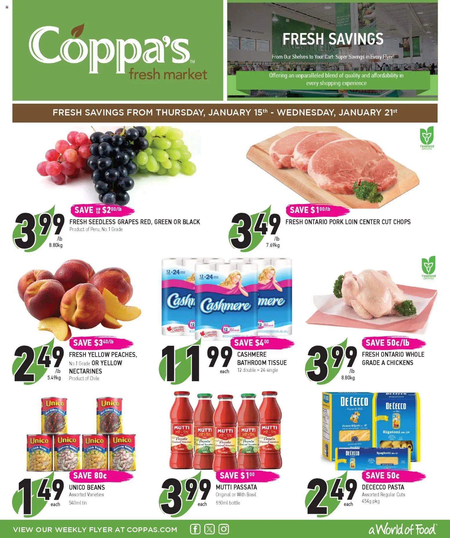 Preview of leaflet Weekly flyer / circulaire from shop Coppas Fresh Market is valid from Jan 15, 2026
