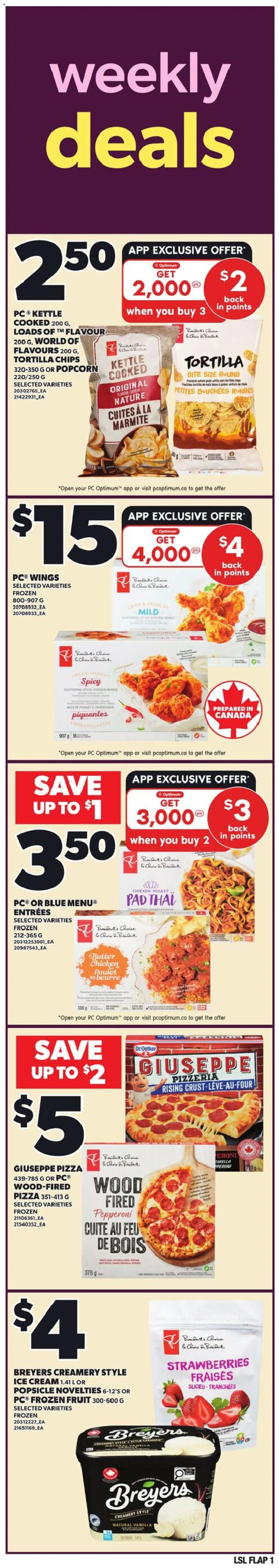 Preview of leaflet Loblaws weekly flyer / circulaire from shop Loblaws is valid from Mar 12, 2026 - Pizza, Chicken, Ice, Popcorn, Kettle, Popsicle, Vanilla, Frozen fruit