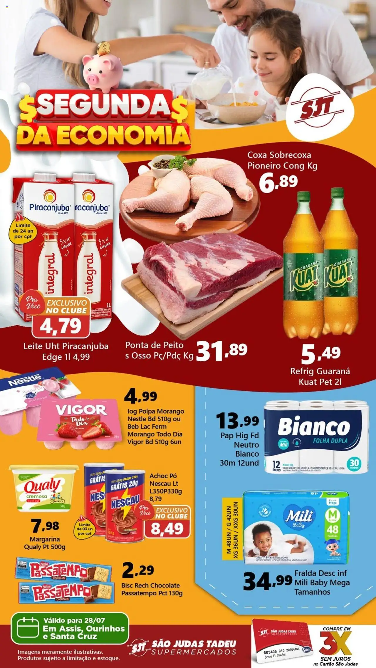 São Judas Tadeu folheto "Ofertas da semana" válido a partir de 28/07/2025 - número de página 1 - Pó, Guaraná, Nescau, Achocolatado, Leite, Fraldas, Papel higiênico, Margarina