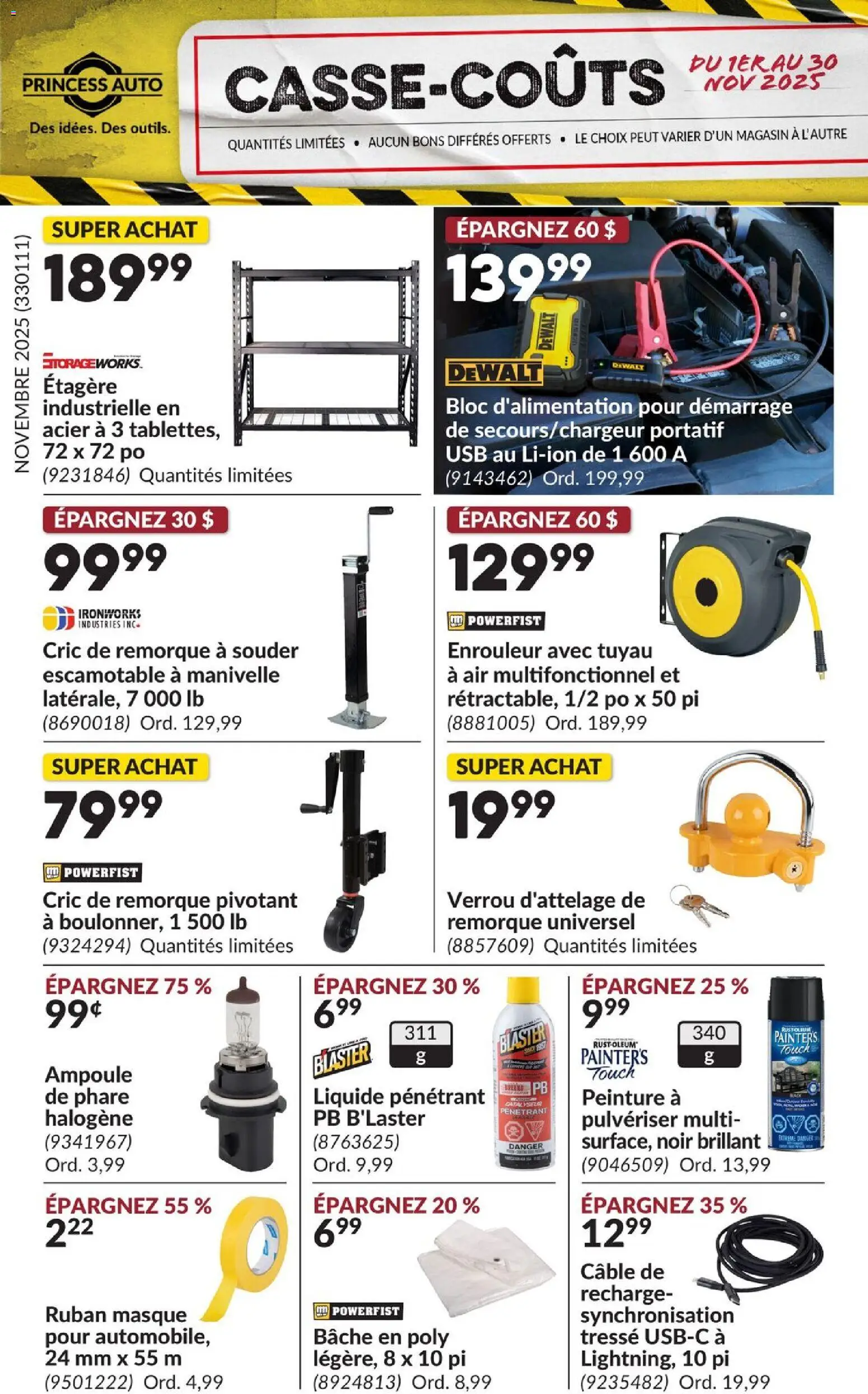 Preview of leaflet Casse-Coûts from shop Princess Auto is valid from Nov 01, 2025