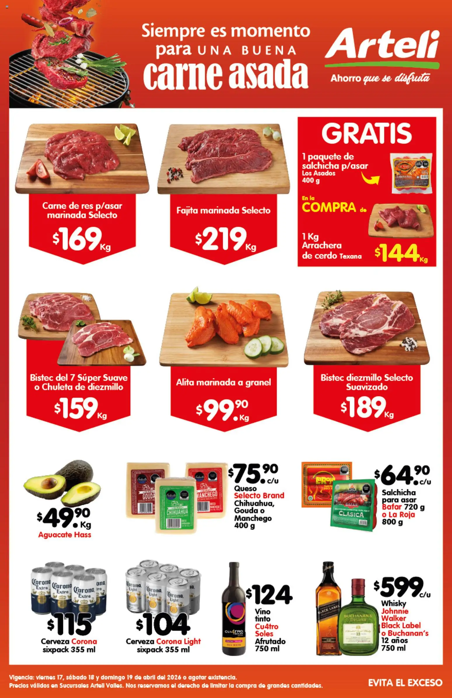 Vista previa las ofertas de la tienda Arteli - Arteli folleto Carne Valles desde el 17/04/2026 - Cerveza, Queso, Carne, Vino, Cerdo, Cerveza Corona, Bistec, Chuleta