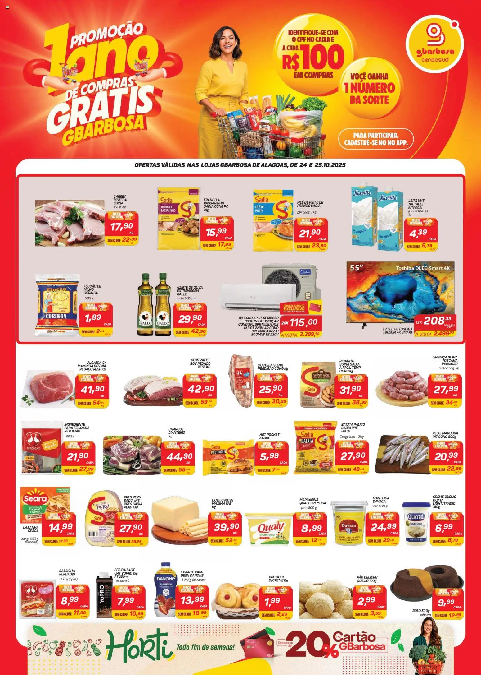 Gbarbosa folheto "Ofertas da semana" válido a partir de 24/10/2025 - número de página 1 - Lasanha, Picanha, Queijo, Manteiga, Creme, Linguiça, Maminha, Pão doce