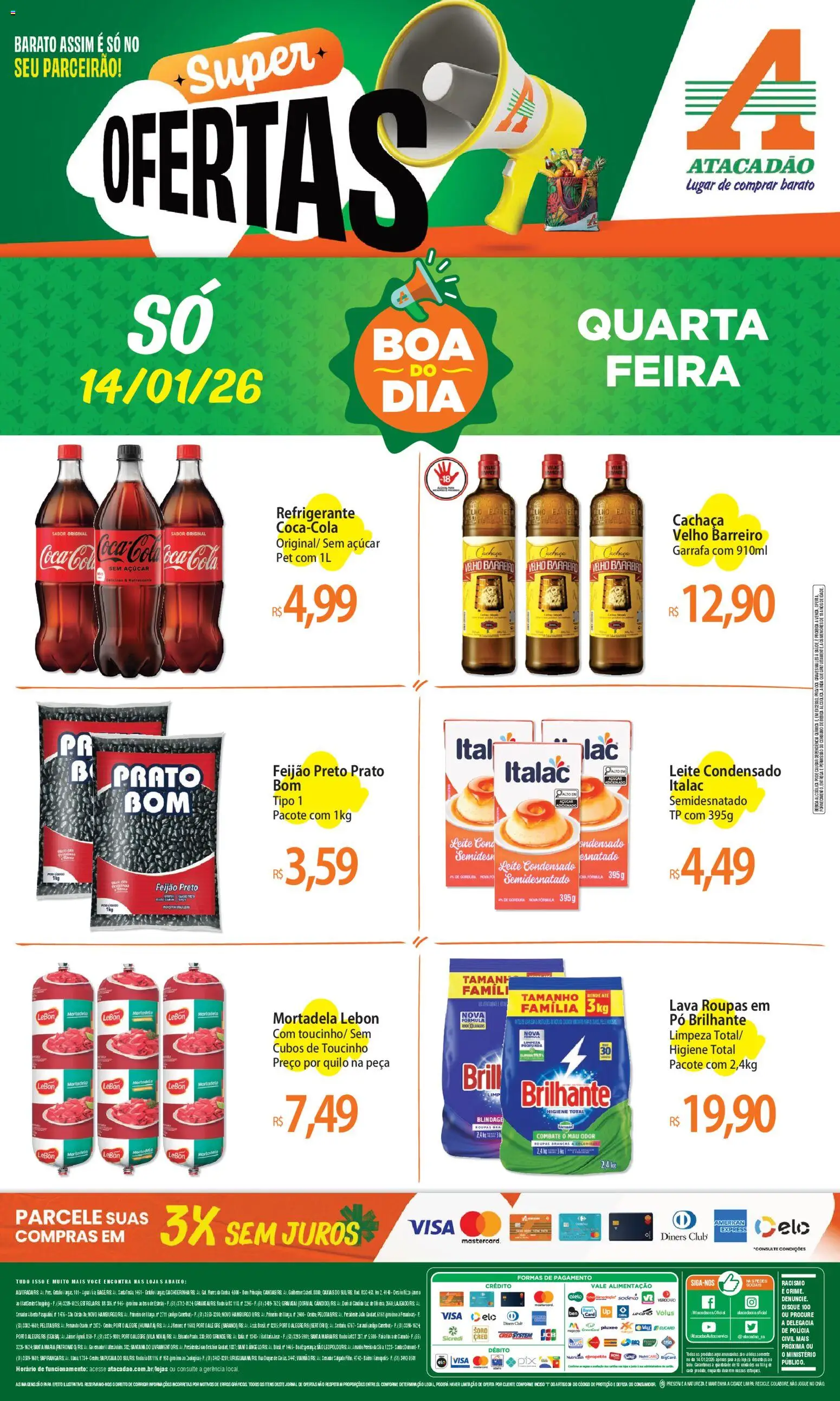 Pré-Visualização do folheto "Ofertas - RS" da loja Atacadão válido a partir de 14/01/2026